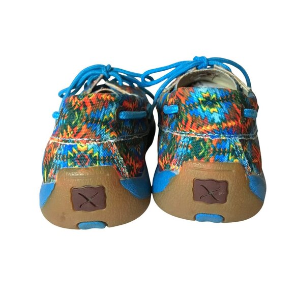 Twisted X Women's 8M Canvas Boat Shoe Driving Mocs Blue Aztec - Picture 5 of 9